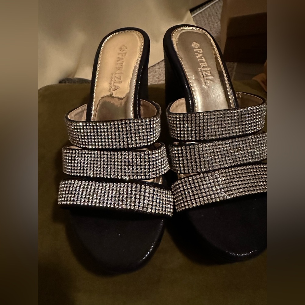 Black sparkle wedge sandals new with no box size 37
